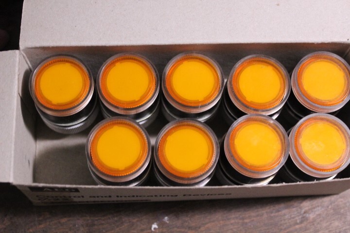 NEW AEG LT-472 Round Yellow Illuminated Push Button Box of 9 *FREE SHIPPING*
