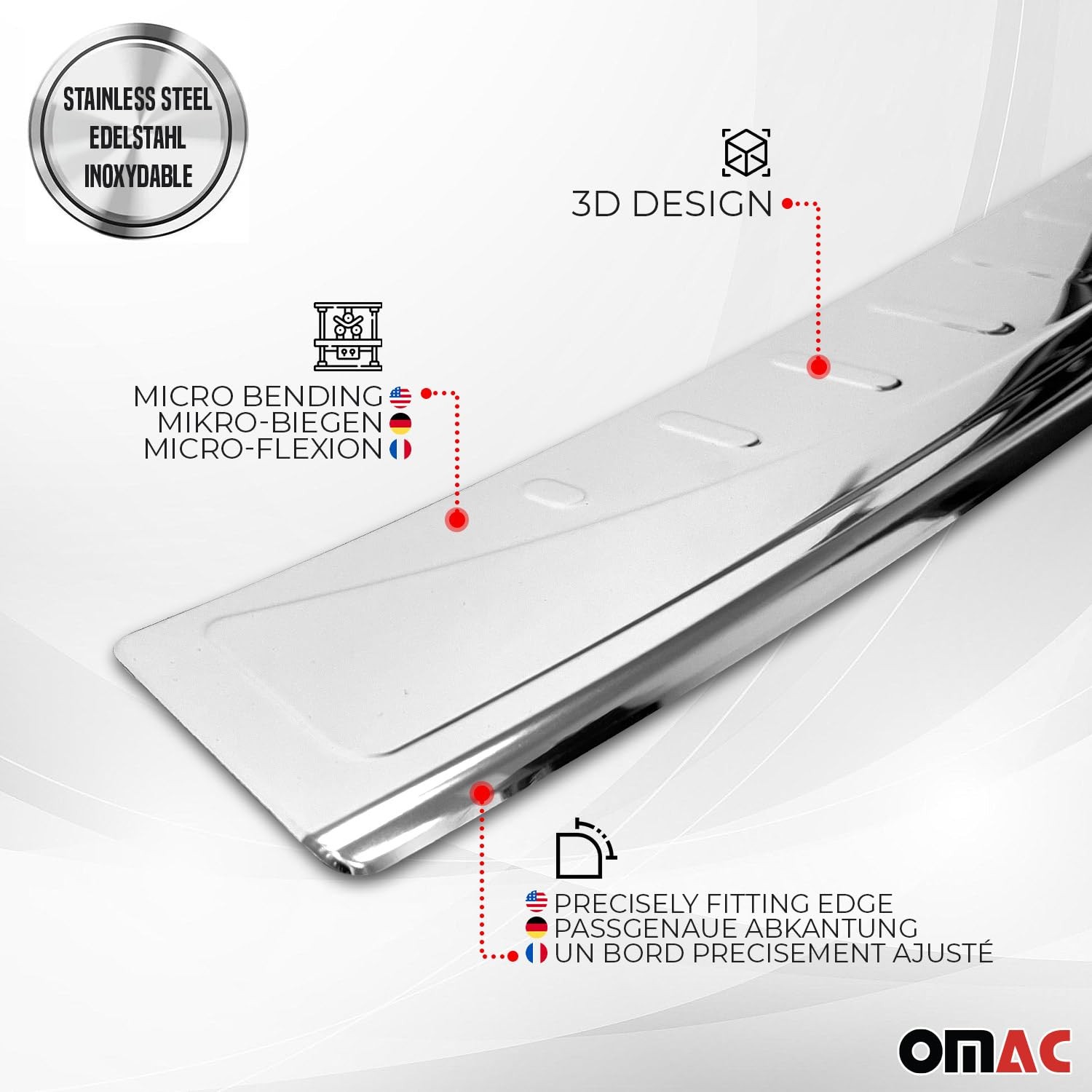 OMAC Rear Bumper Sill Cover for Nissan Rogue 2014-2020 – Stainless Steel Poli…