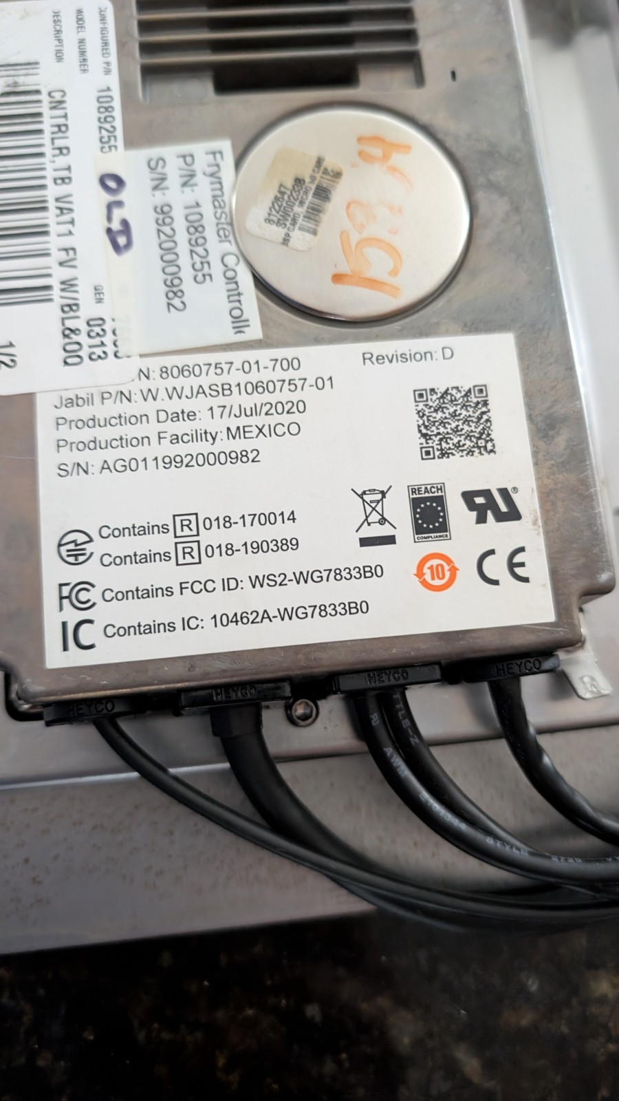 FRYMASTER # 1089255 CONTROLLER DISPLAY UNTESTED AS-IS