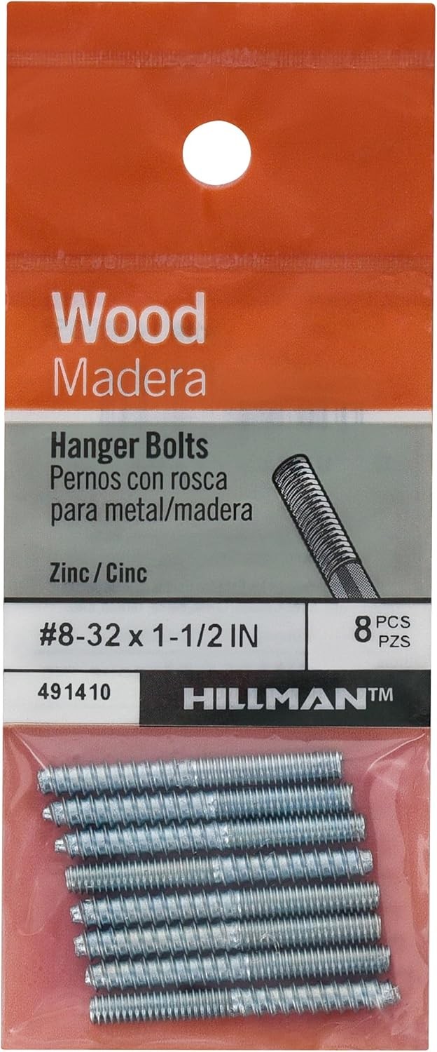 The Hillman Group 491410 Hanger Bolt, 8-32 X 1-1/2-Inch , 8-Pack