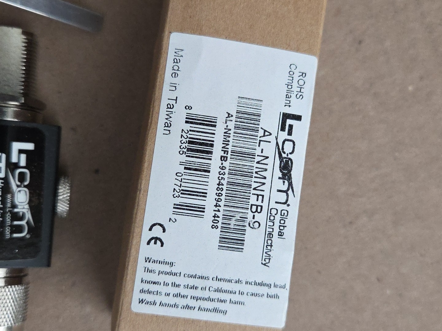 L-Com AL-NMNFB-9 N-Male to N-Female Bulkhead 0-3 GHz 90 V Lightning Protector