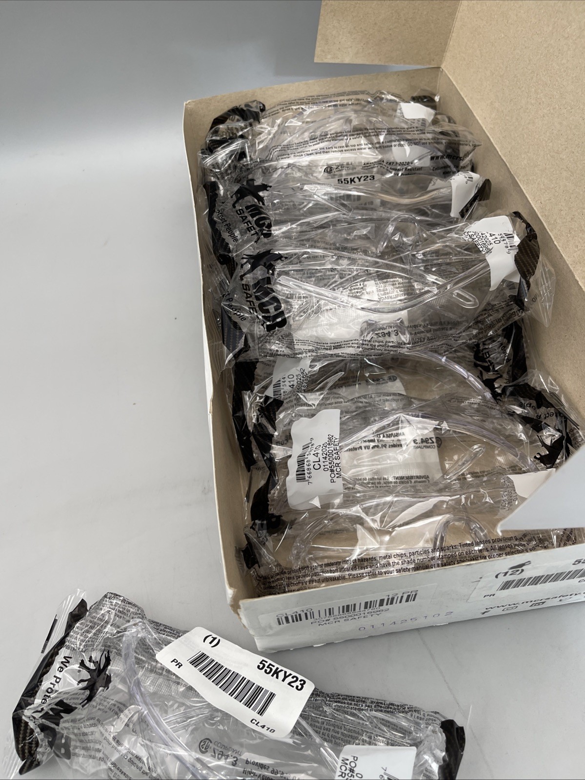 12 Pack MCR SAFETY CL410 Safety Glass,Clear Lens,Half-Frame 55KY23 New