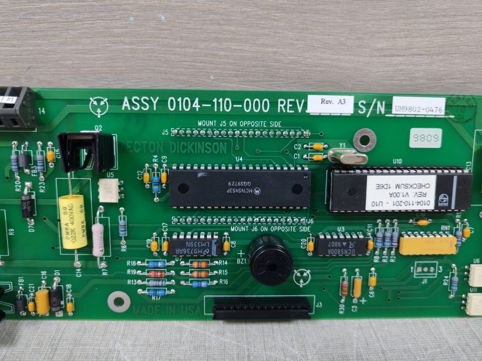 BECTON DICKINSON ASSY 0104-110-000 REV.A.3 MAIN PC BOARD P/N 0104-110-001 REV.A