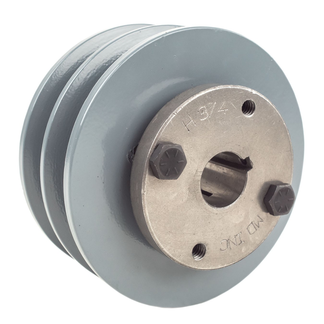 Cast Iron 4″ Dual Groove Pulley 2 Belt B Section 5L with 3/4″ Sheave Bushing