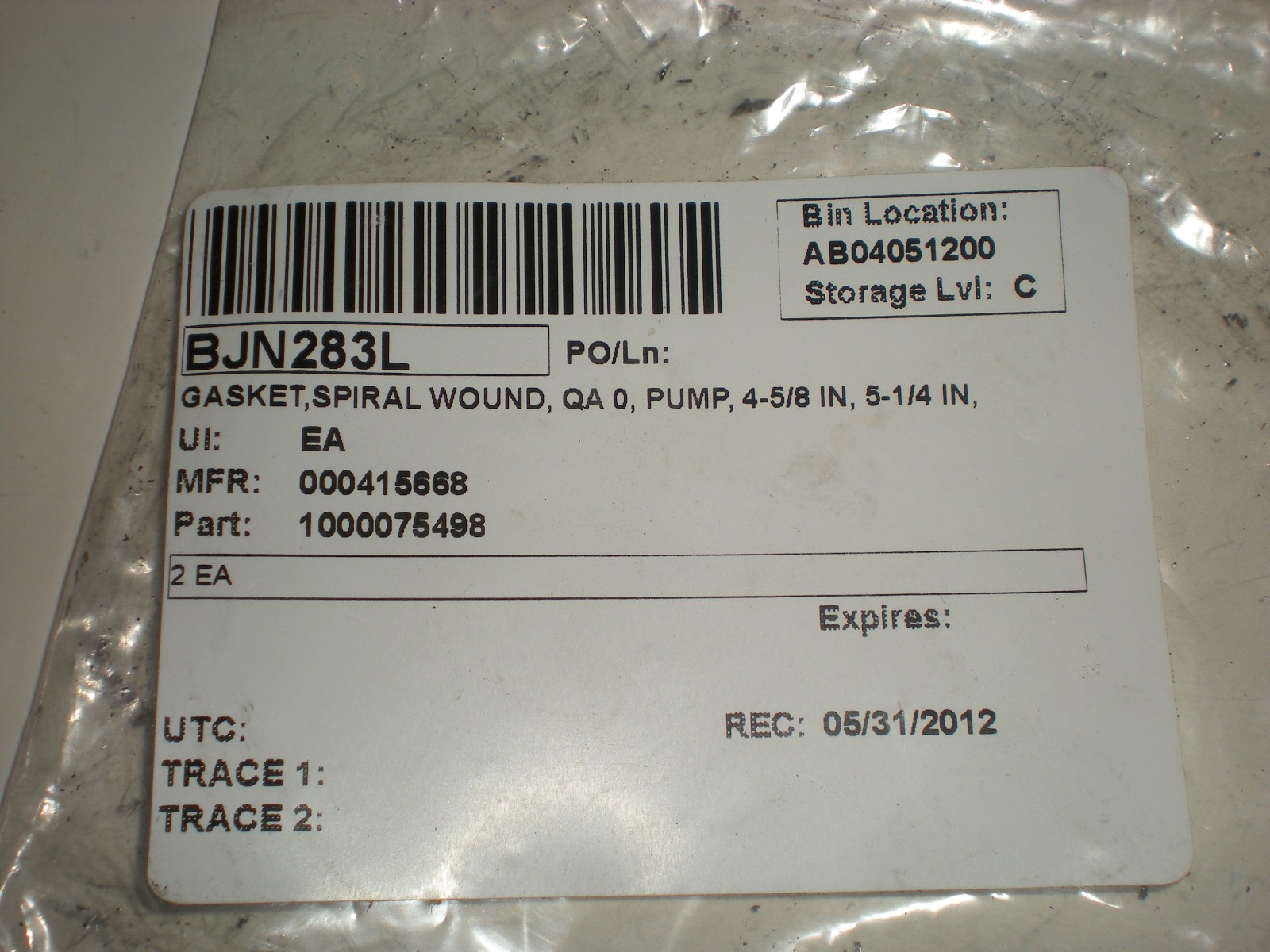 (2)- A.P. SERVICES 1000075498 BJN283L 4/5/8″, 5/1/4″ SPIRAL WOUND GASKET NEW