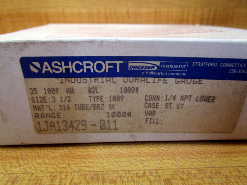 Ashcroft 35 1009 AW 02L Pressure Gauge 351009AW02L Range:0-1000 PSI