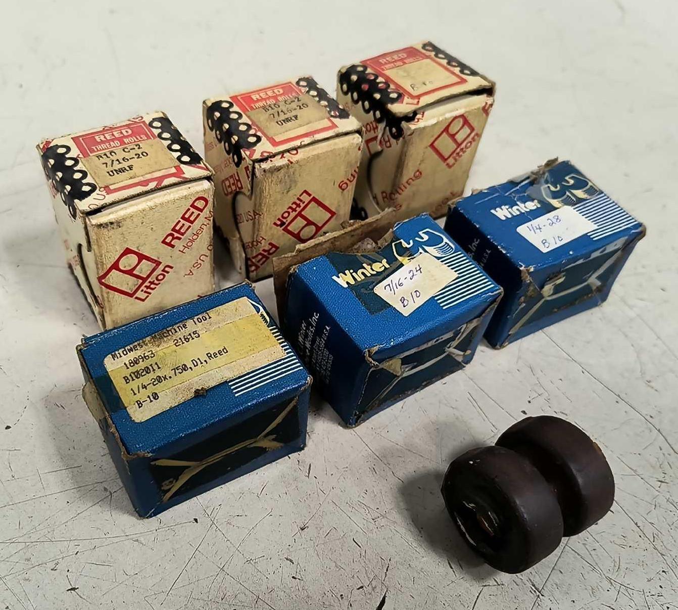 (7) B10 Thread Roll Dies, Reed & Winter, 7/16 20 & 24 UNRF, 1/4 20 & 28 + More