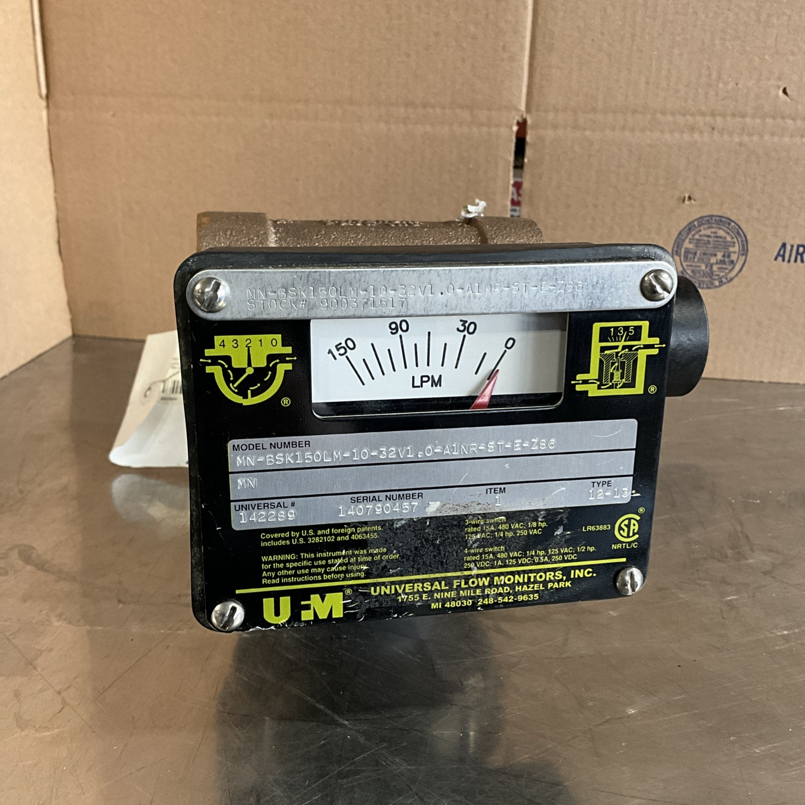 UFM MN-BSK150LM-10-32V1.0-A1NR-ST-E-Z86 MN 142289 TYPE 12-13 LR63883 FLOW RATE