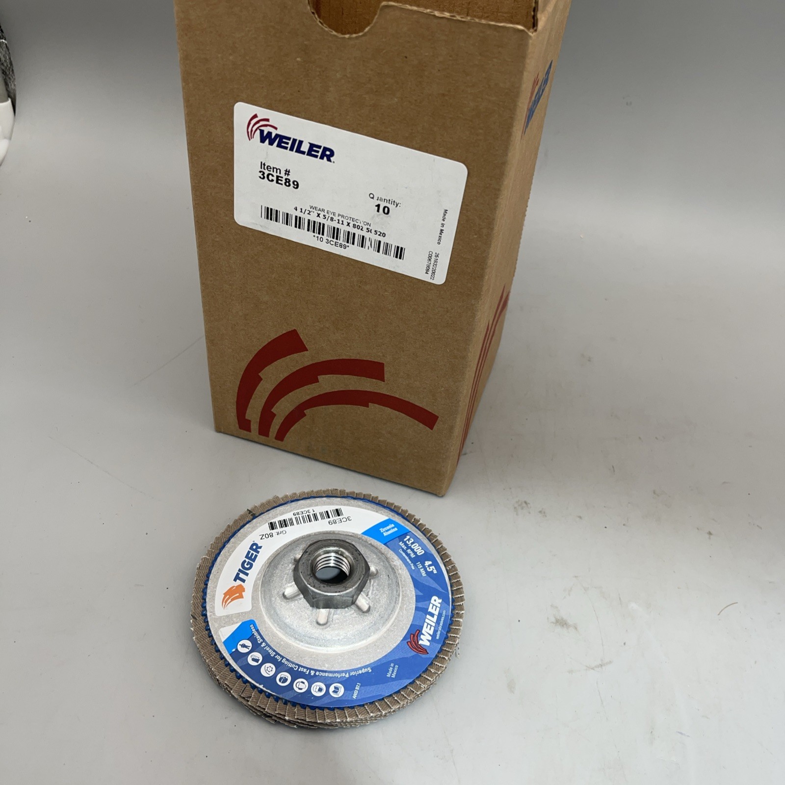 10 Pack Weiler 50520 Flap Disc 4-1/2″ Zirconia Alumina 80 Grit Threaded Hole New