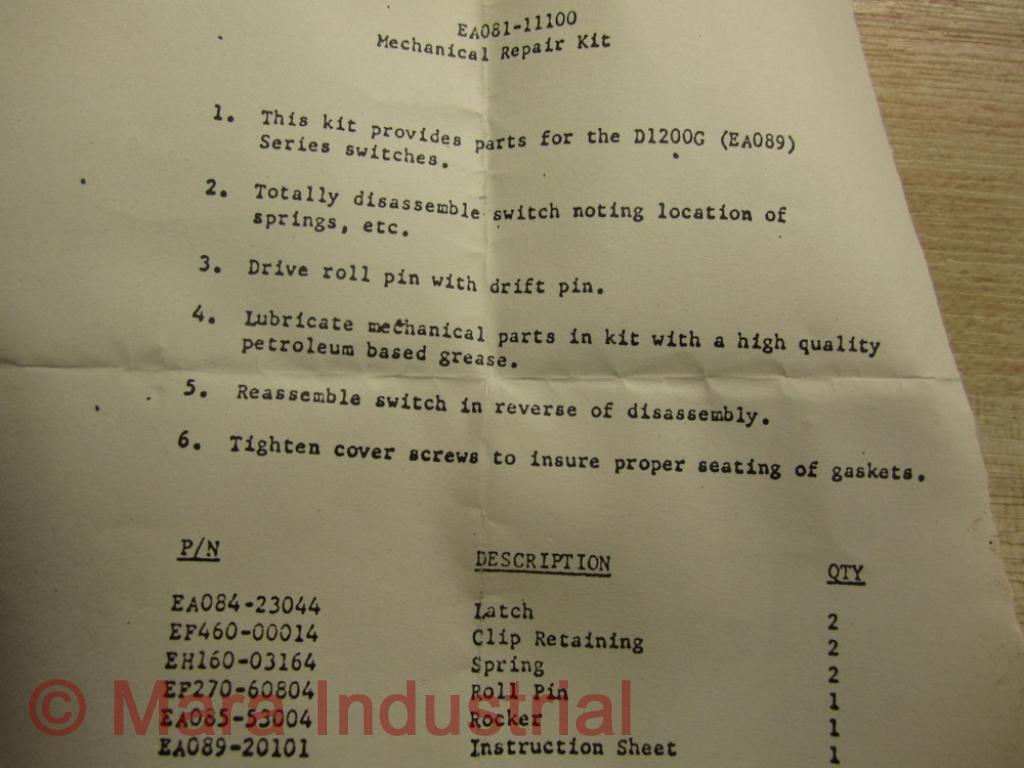 Namco Controls EA081-11100 Mechanical Repair Kit