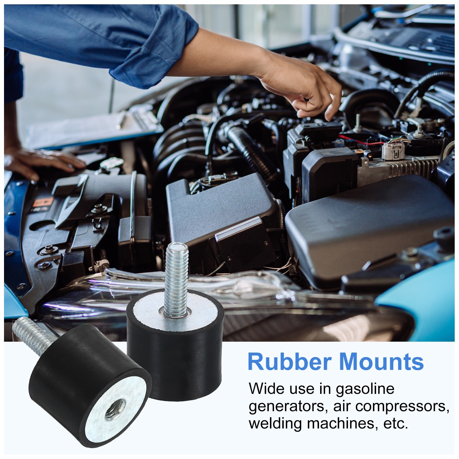 2Pcs M6x18mm Rubber Mounts, 24x20mm(DxH) Rubber Shock Absorber Mount with Nuts