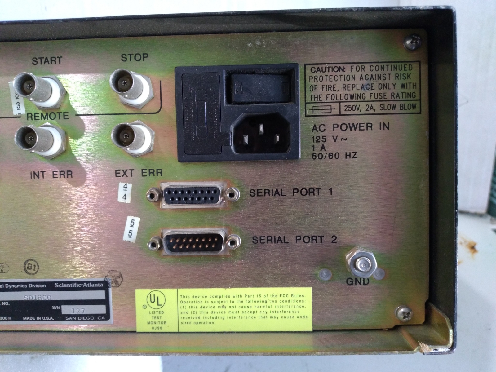 SCIENTIFIC-ATLANTA SD1800 SPECTRAL DYNAMICS DIVISION 125V 1A 50/60HZ