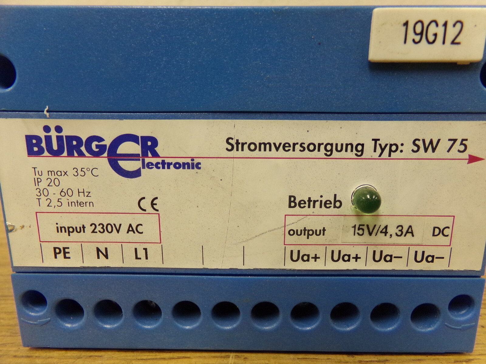 Burger Electronic Stromversorgung Type SW 75 *FREE SHIPPING*