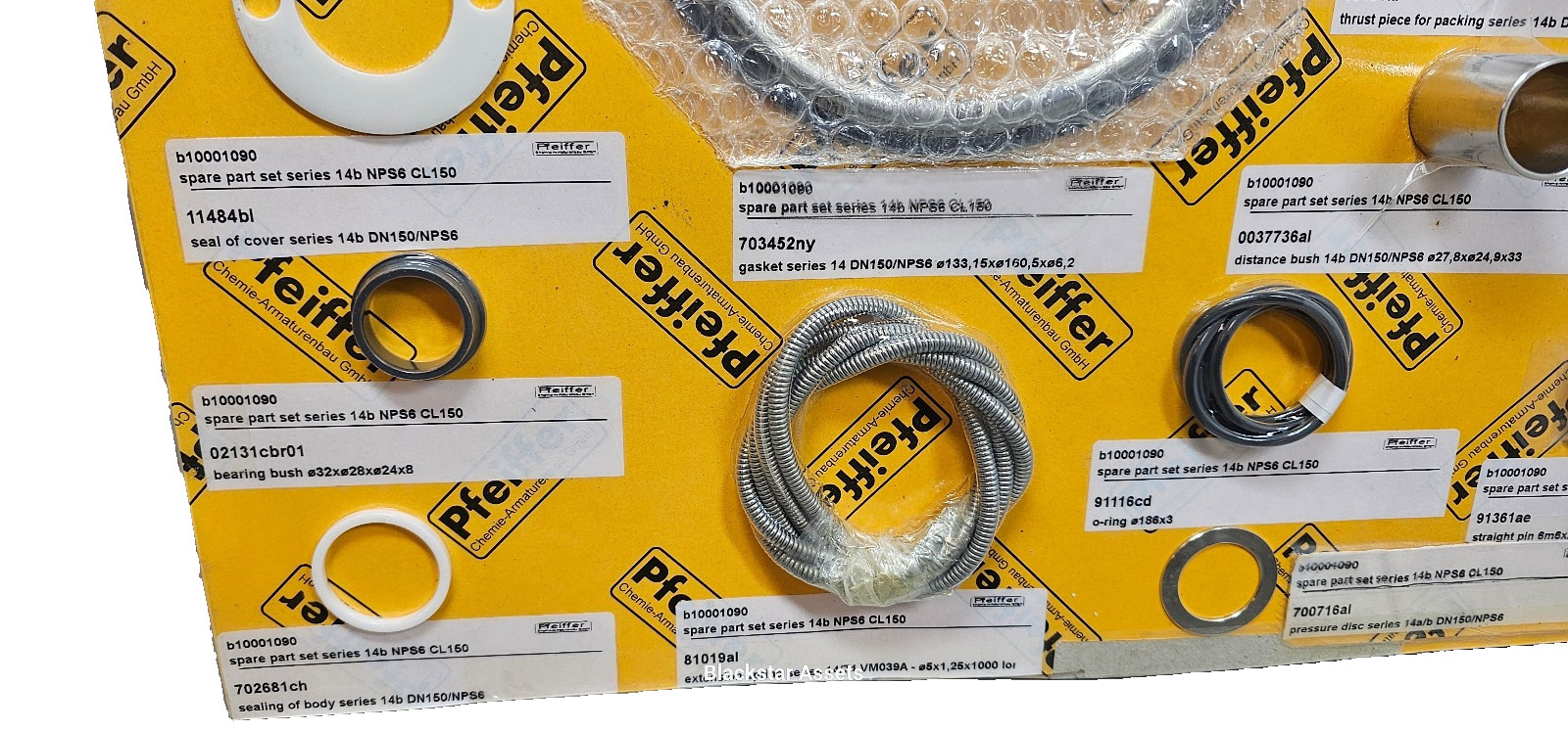 Pfeiffer B1001090 260200/000 Spare Part Set Series 14b NPS6 CL150, Gasket, Rings