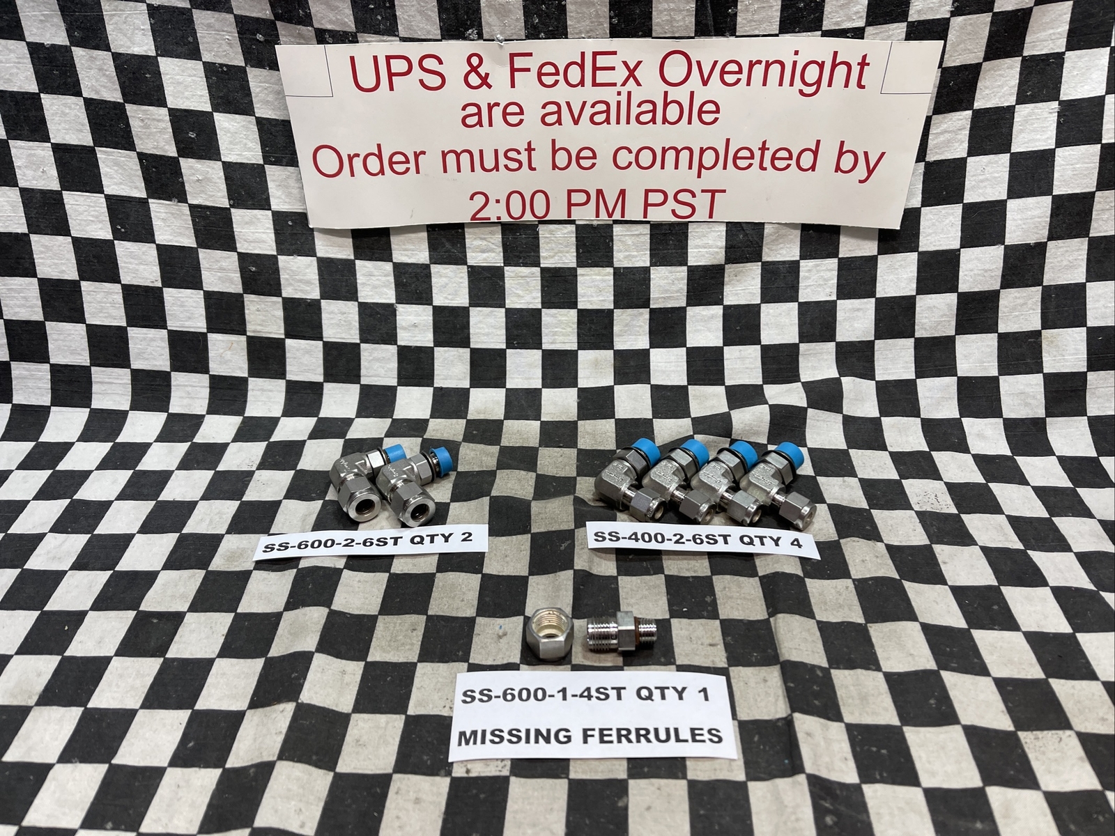 SWAGELOK SS-600-2-6ST, SS-400-2-6ST, SS-600-1-4ST, LOT OF 7, SHIPSAMEDAY#E73
