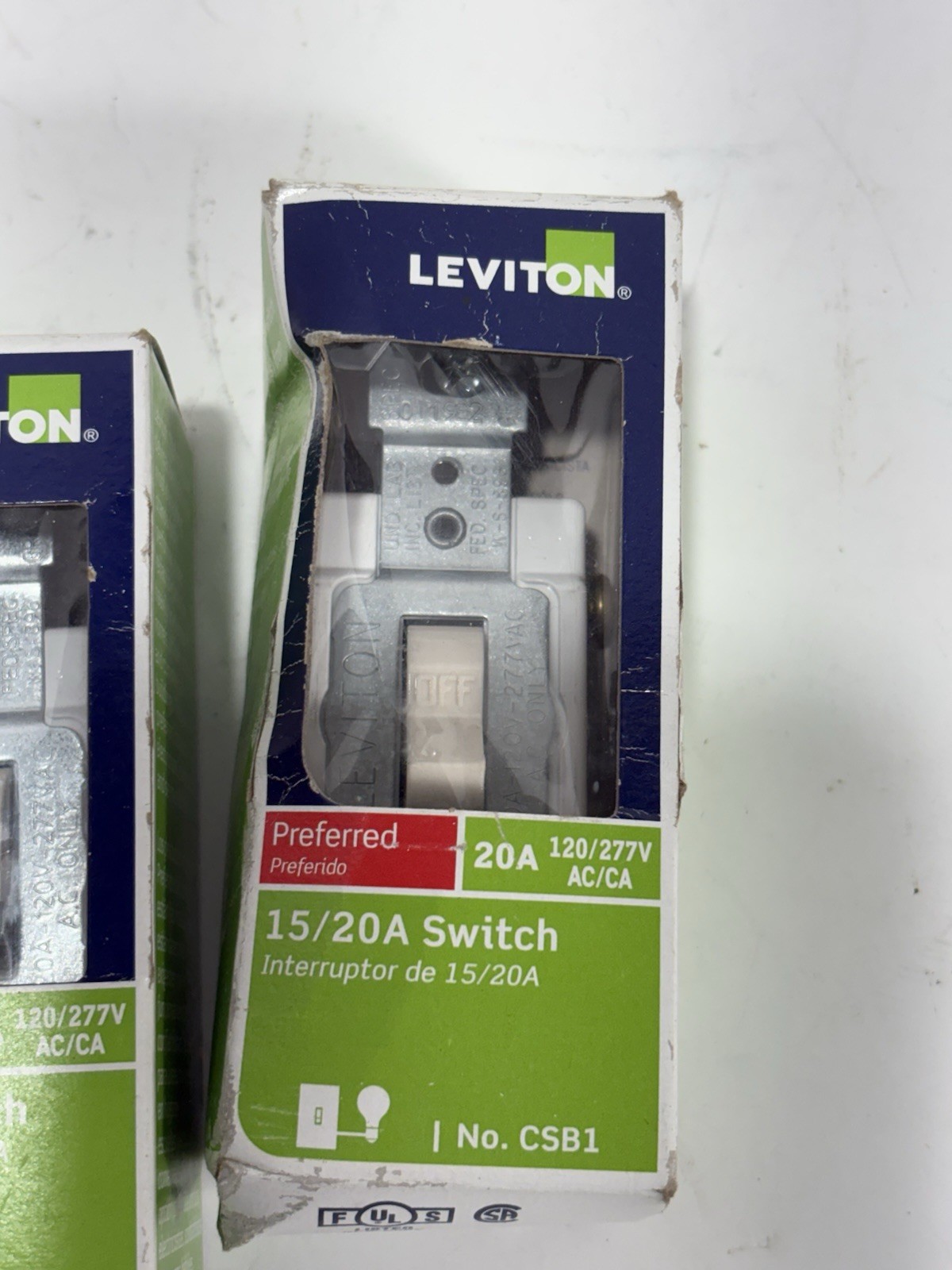LOT OF (2) NEW OLD STOCK! LEVITON 20A 120/277V TOGGLE SWITCHES CSB1
