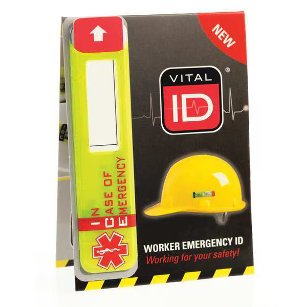 Vital Id Hard Hat I.D,Yllw,3/4in.Hx3-1/4in.W,PK25 WSID-02 Vital Id WSID-02