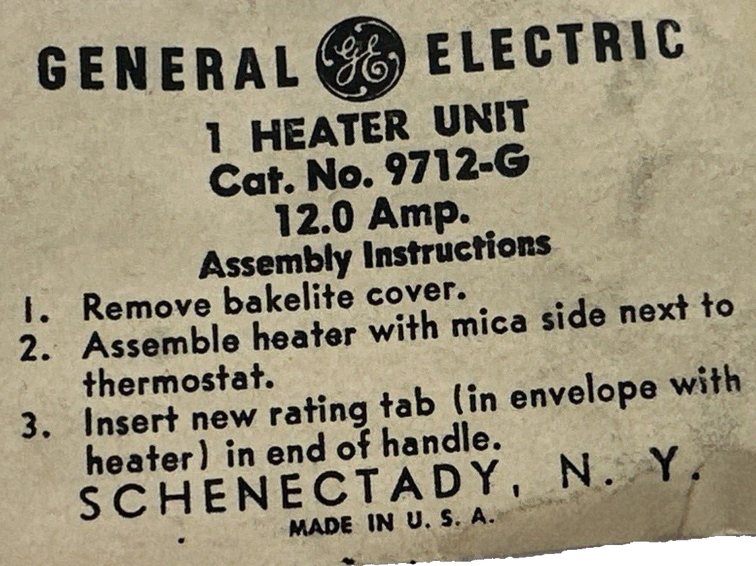 General Electric 9712-G Thermal Overload Heating Element, new (J)