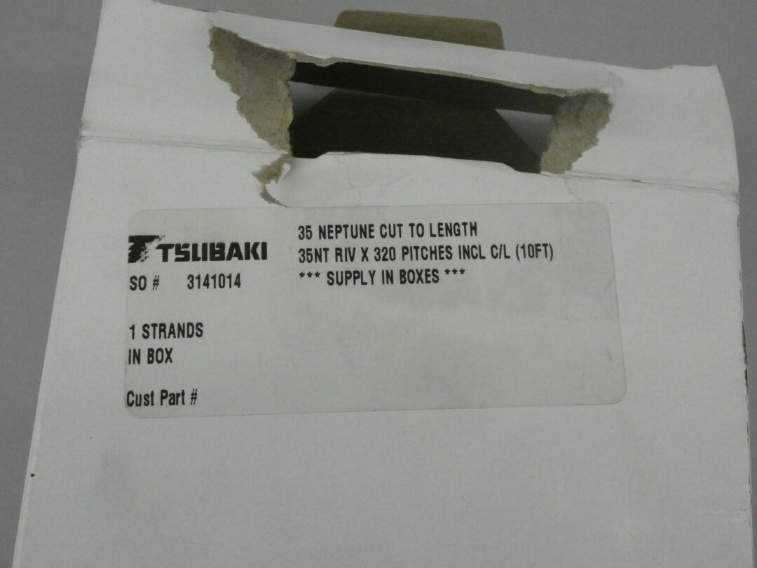 Tsubaki 35NT RIV x 320 Pitch Neptune Riveted Chain, 10ft – NEW Surplus!