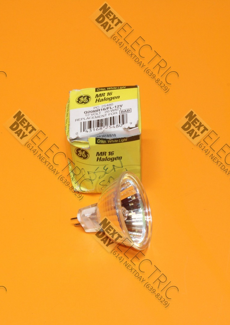 General Electric, Q20MR16/FL-12V, 12 Volt BAB Light Bulb 25480 Halogen MR16 Lamp