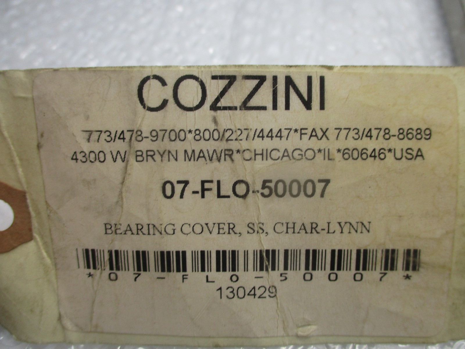 COZZINI 07-FLO-50007 BEARING COVER UNMP