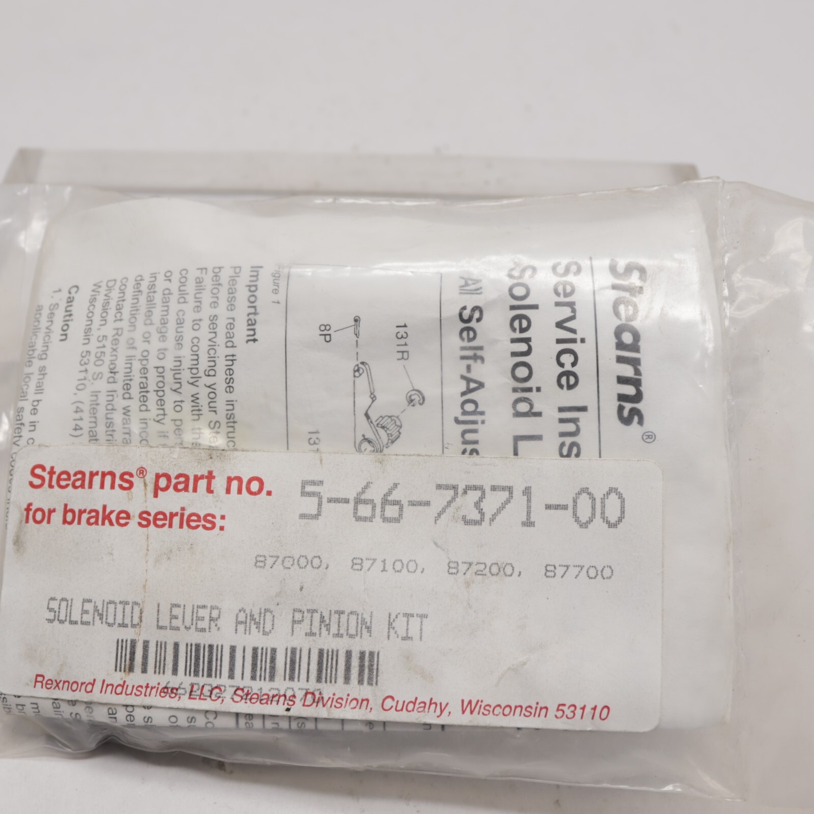 STEARNS SOLENOID LEVER AND PINION KIT 5-66-7371-00