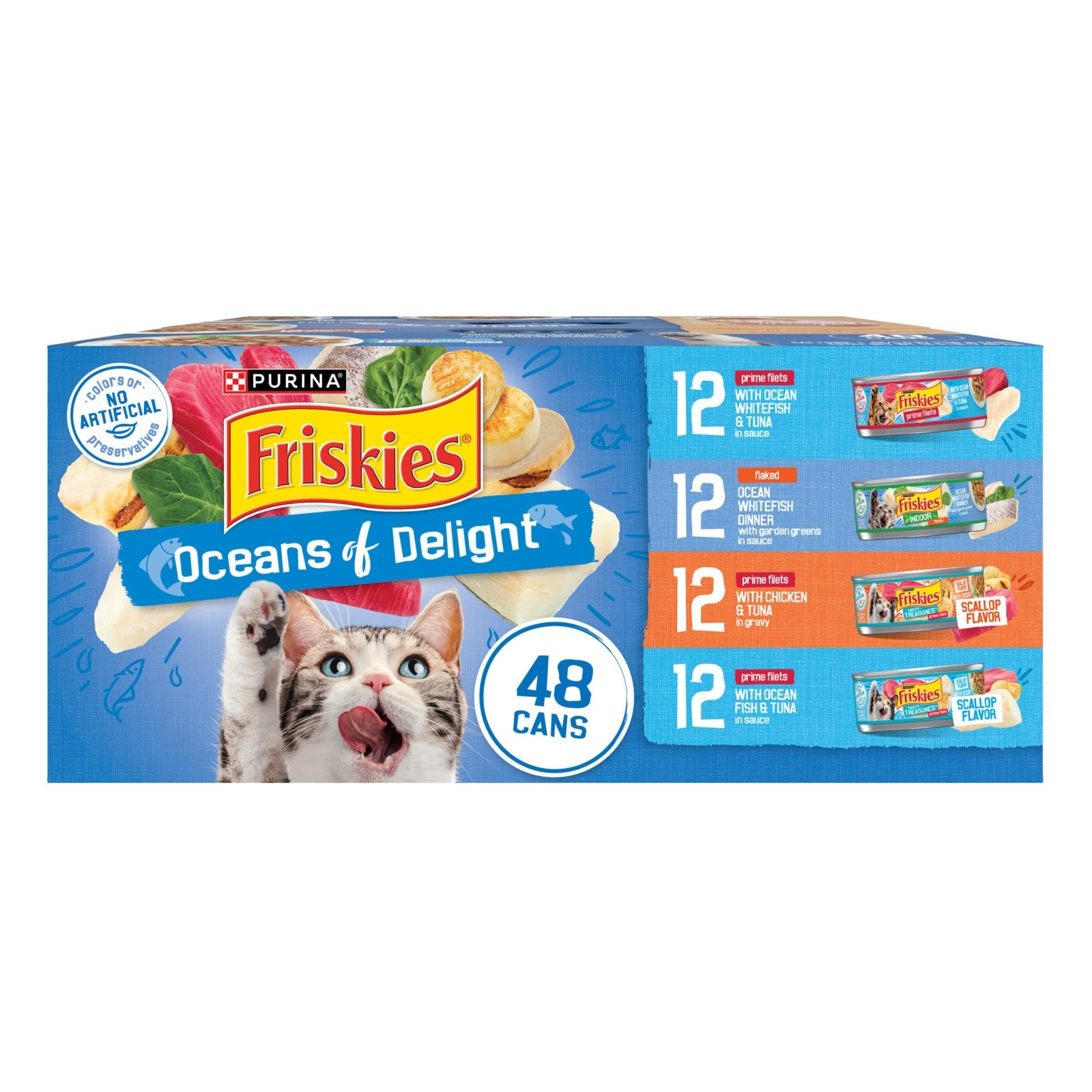 2 PACK Purina Friskies Wet Cat Food Variety Pack, Oceans of Delight Flaked, 48ct