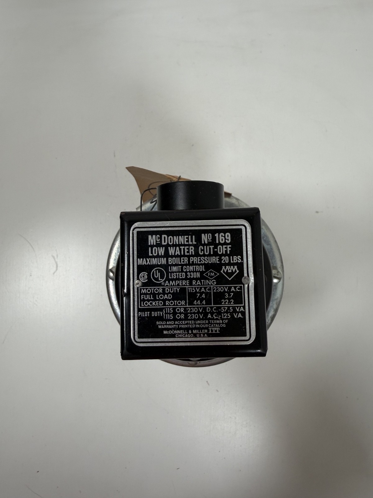 McDonnell & Miller 155100 3-1/8″ Low Water Cut-Off Boiler Control 169 Series UL