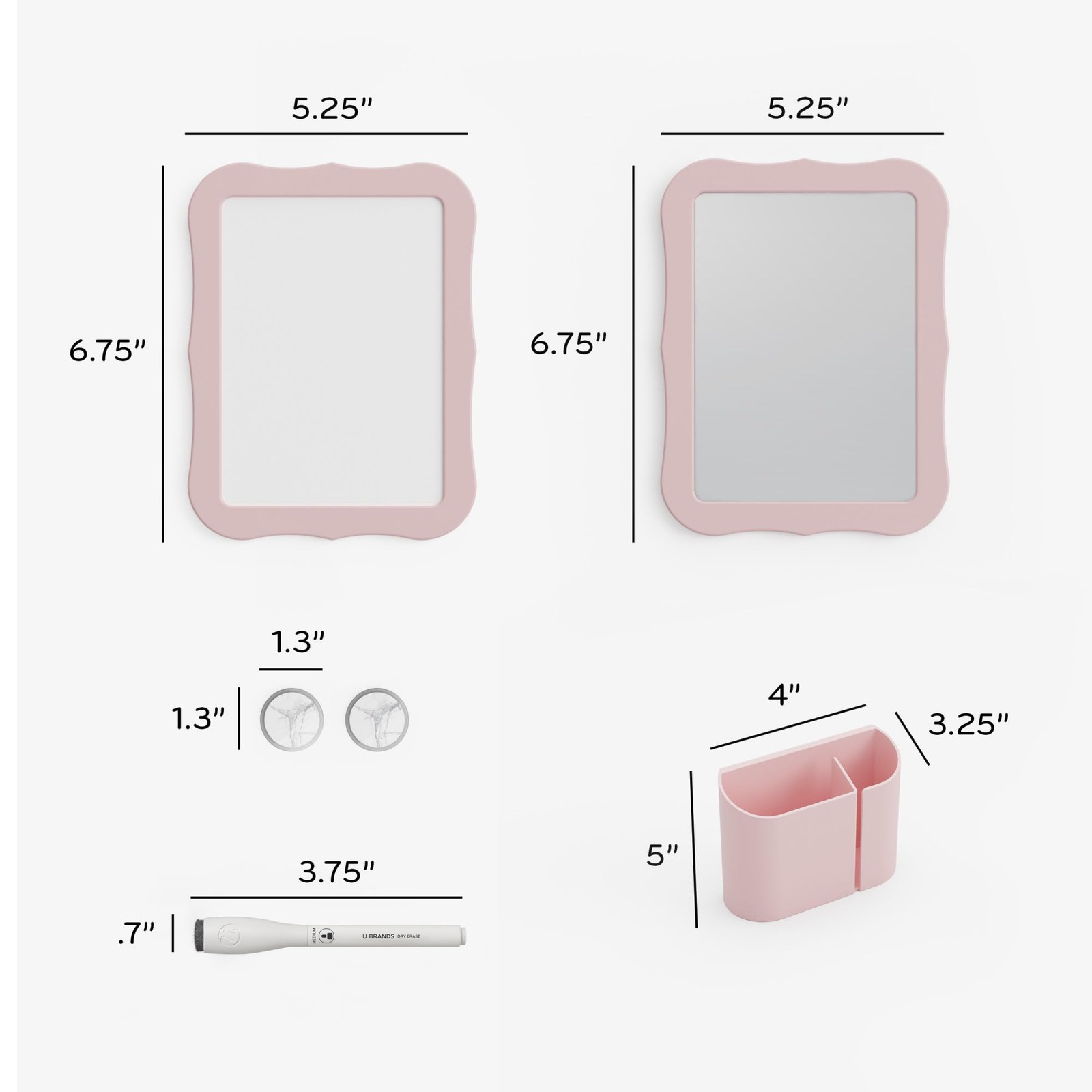 U Brands Locker Accessories Kit, Back to School 7″W x 3.5″H, Blush