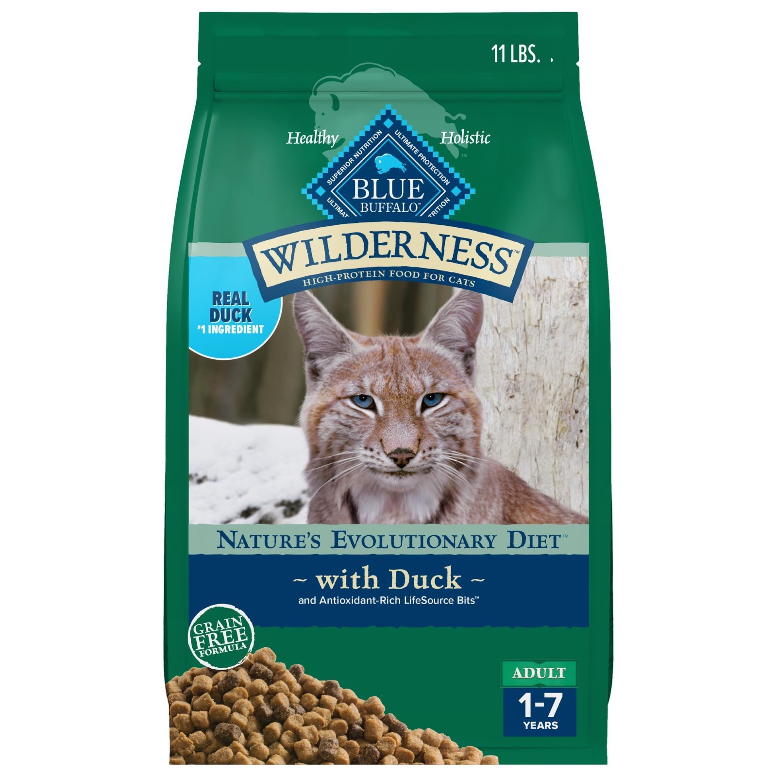 Blue Buffalo Wilderness with Duck Natural High-Protein Grain-Free Dry Food, 11lb