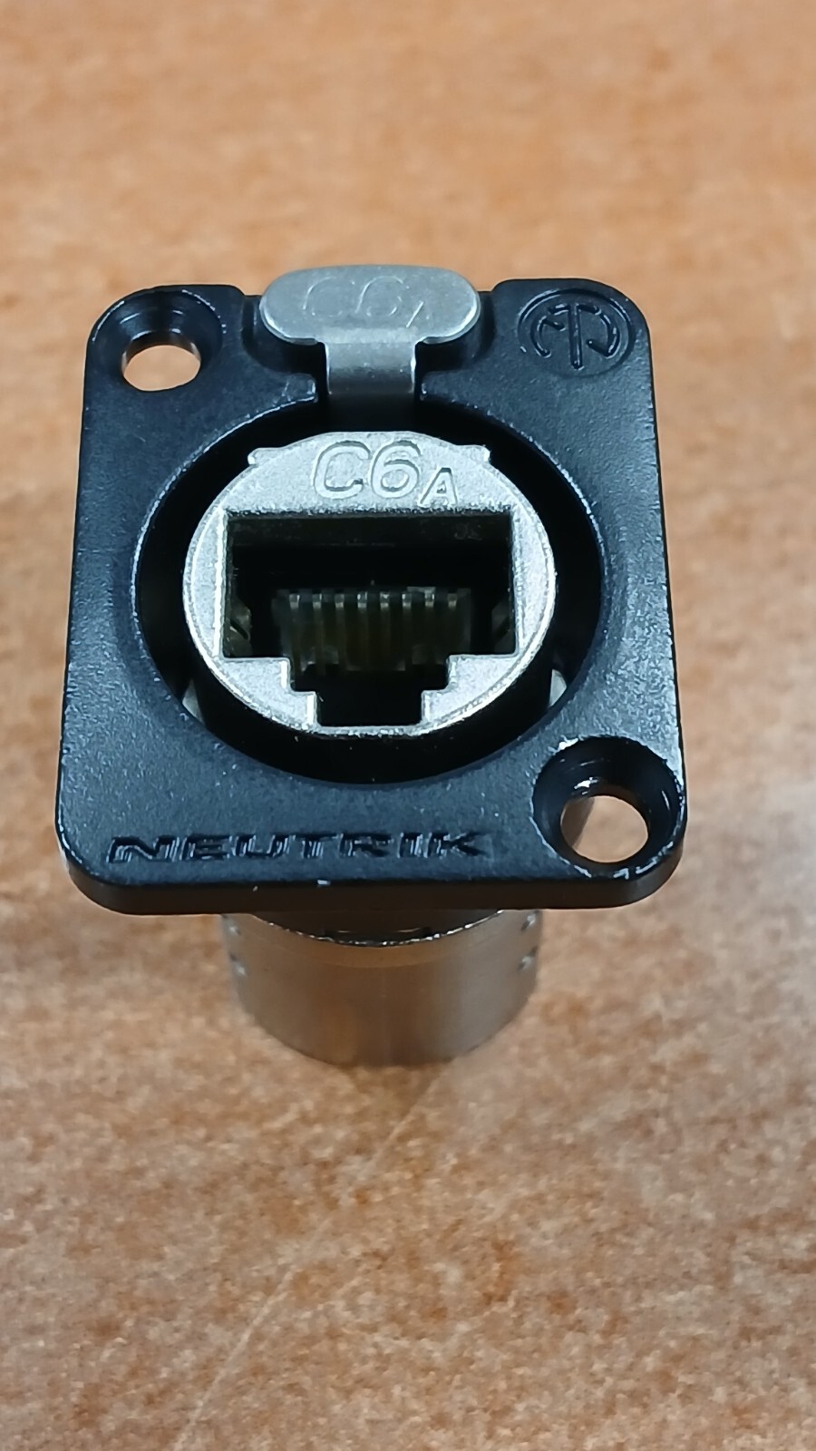 NEUTRIK NE8FDX-P6-B Black CAT 6A RJ45 Connector Straight Chassis Mount feed-thru