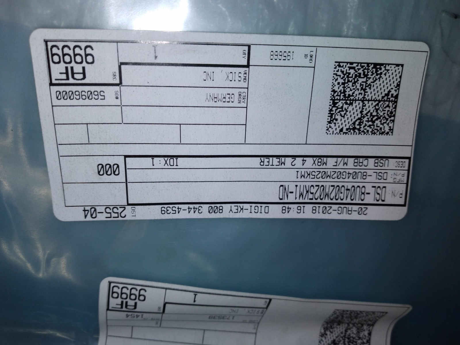 SICK DSL-8U04G2M025KM1-ND USB CAB M/F M8X 4.2 METER