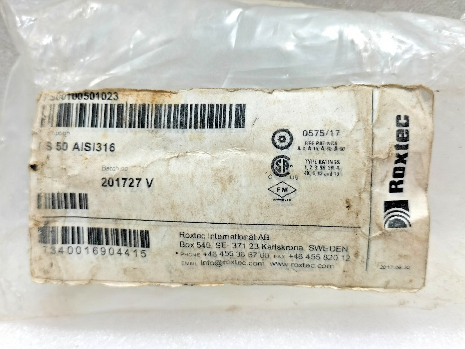 ROXTEC RS50 AISI316 CABLE ROUND ENTRY SEAL RS00100501023 FOR CABLES 8-30 mm