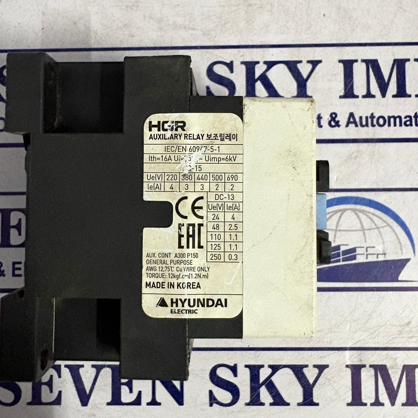 HYUNDAI HGR 22 AUXILIARY RELAY CONTACTOR
