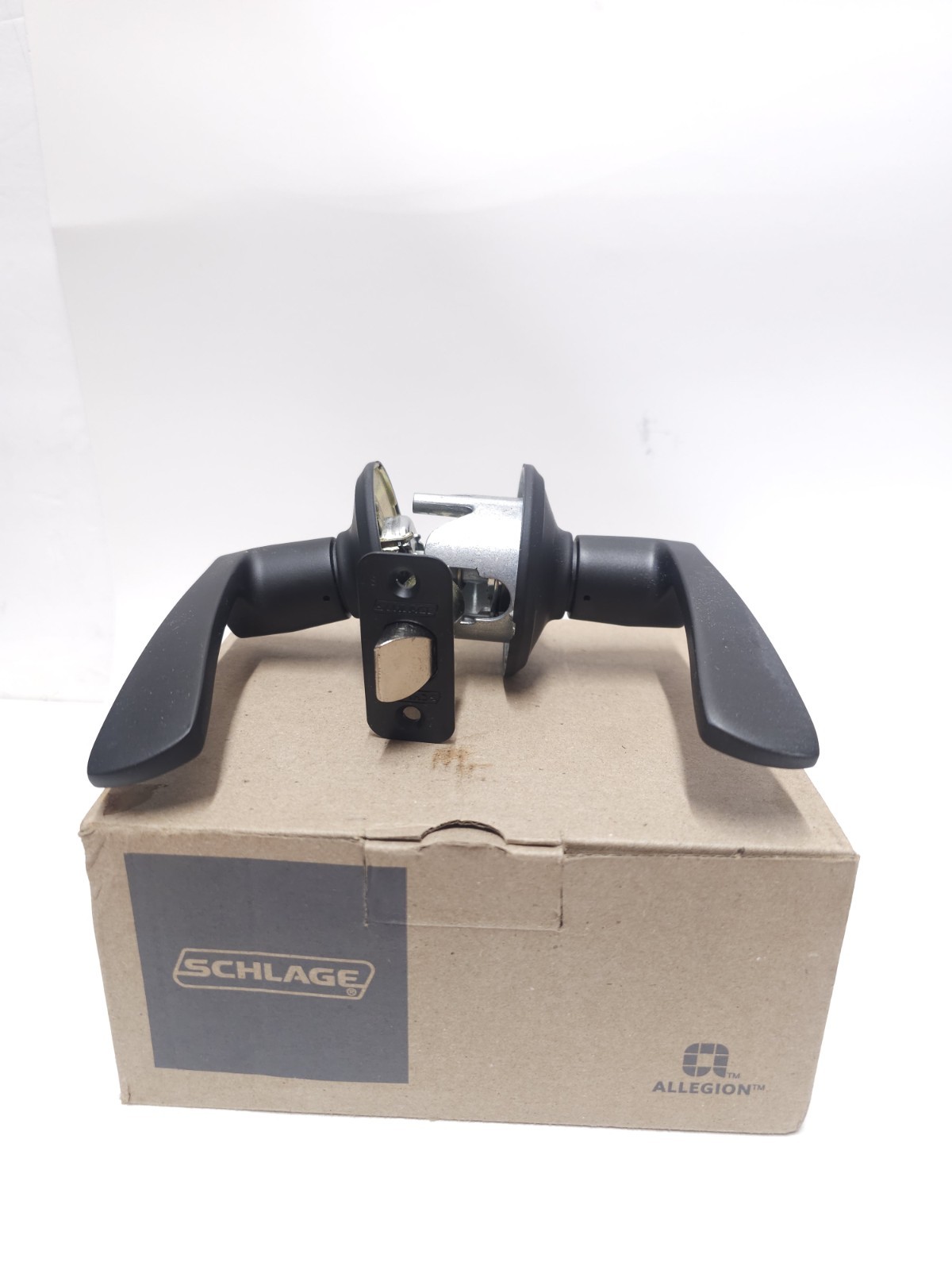 Schlage F10MER622 Hall & Closet Door Lever Set Matte Black NEW 1 3/4 DR
