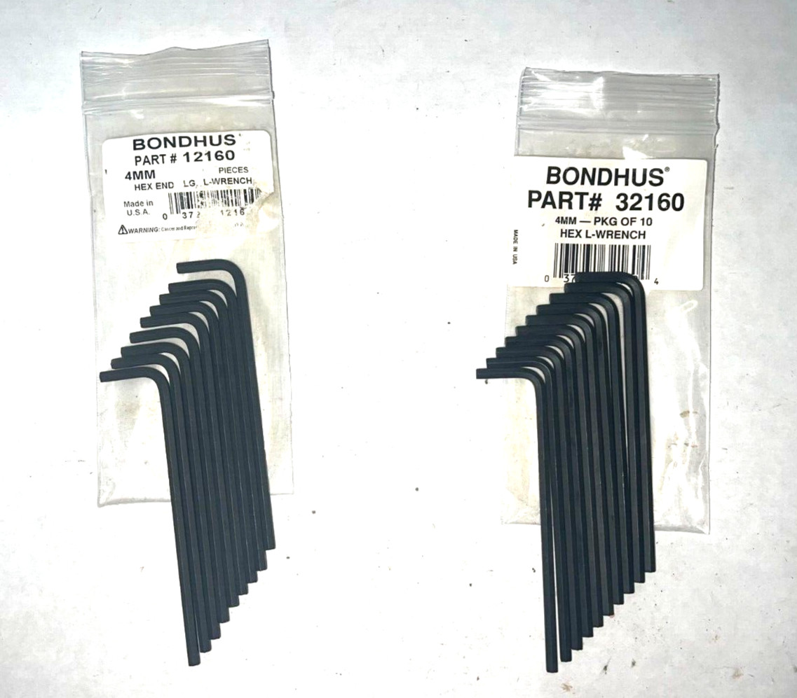 BONDHUS HEX L-WRENCH 4MM L-WRENCH SEE DESCRIPTION FOR MORE INFO