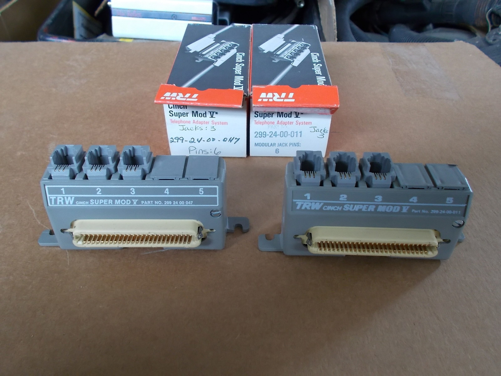 TRW Cinch Super Mod V Telephone Adapter 6-Pins 3-Jacks, Lot of 2 *FREE SHIPPING*