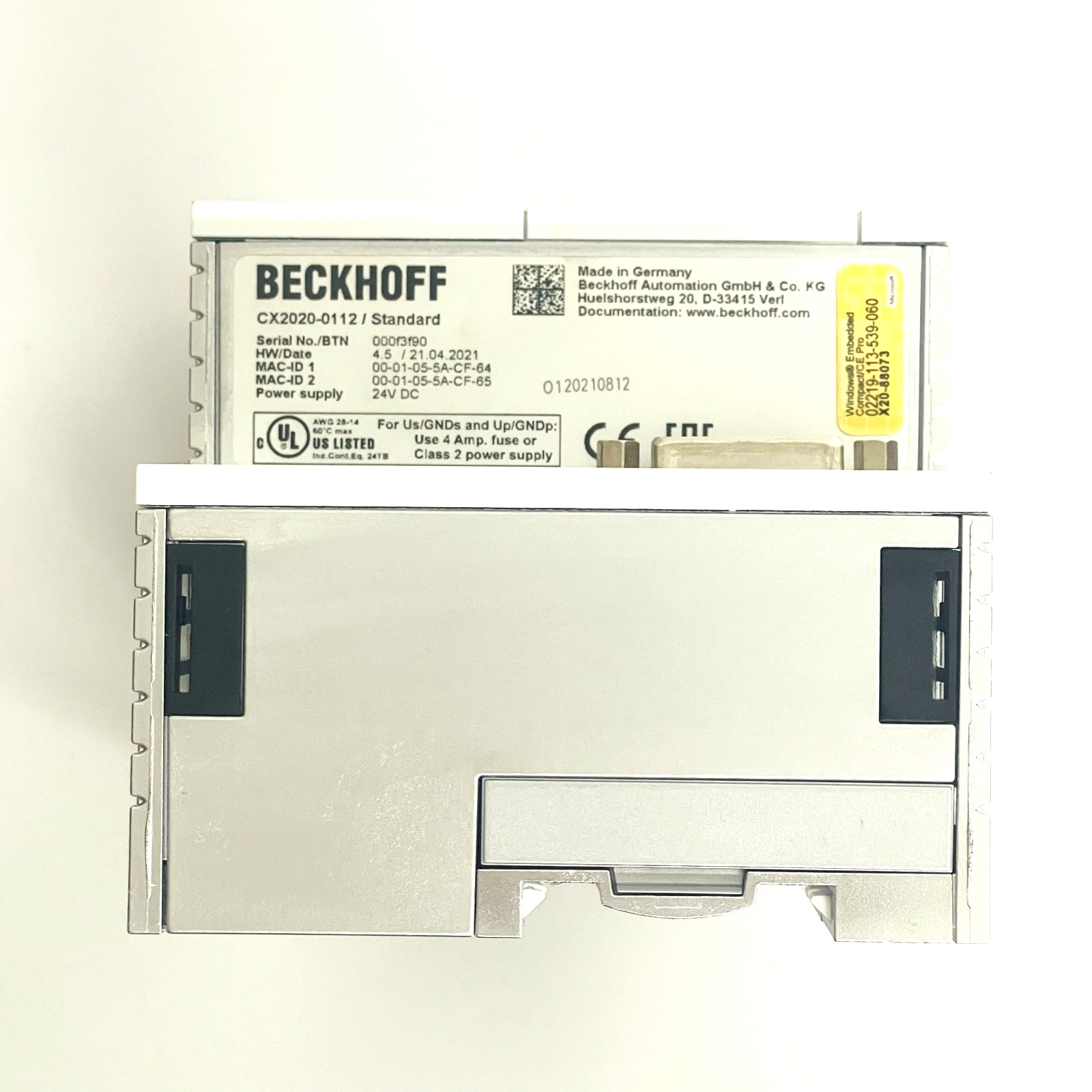 Used Beckhoff CX2020-0112 Programmable Logic Controller PLC