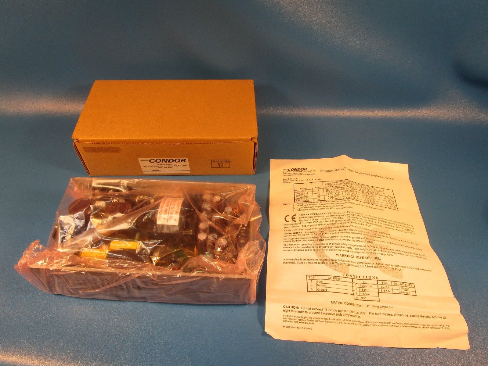 Condor GPC225-12, 12V DC, Power Supply, Input 100-240V ~ 5.5A, 47-63Hz