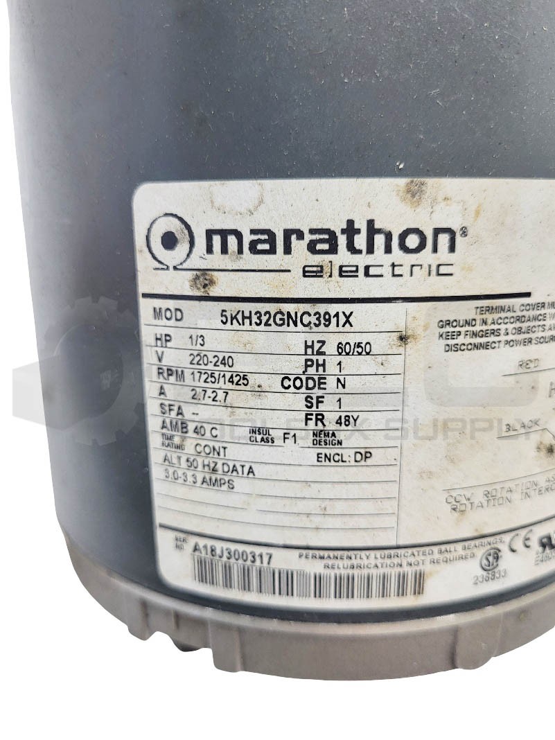 MARATHON ELECTRIC 5KH32GNC391X MOTOR 1/3HP 1725/1425RPM 1PH 2.7A 48YFR PO201XAV