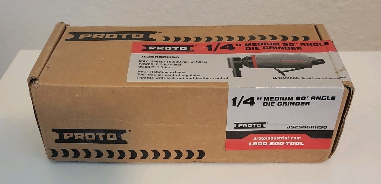 Proto J525AGAH90 1/4″ Pneumatic Air Die Grinder – 90 PSI Max 18,500 RPM 0.5 HP