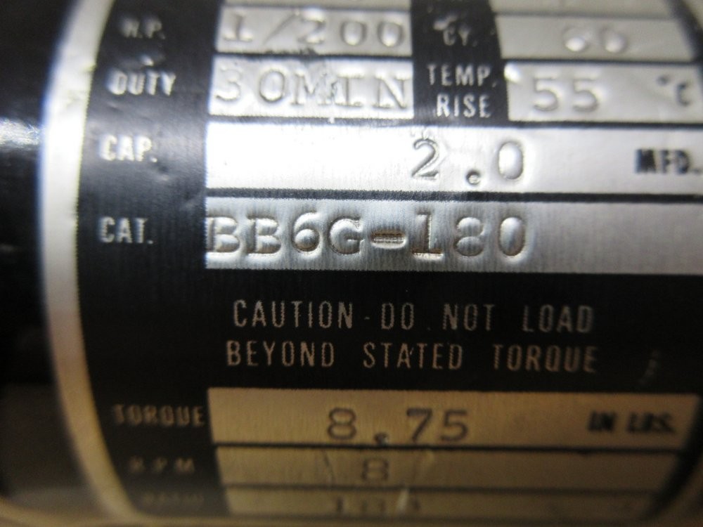 B&B Motor & Control BB6G-180 Motor BB6G180