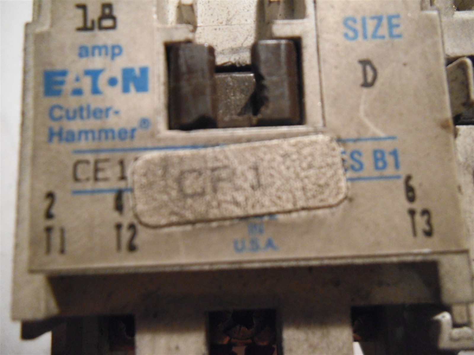 EATON / CUTLER HAMMER CONTACTOR 18 AMP SIZE D WITH C320KGS1 SER. A1 – USED