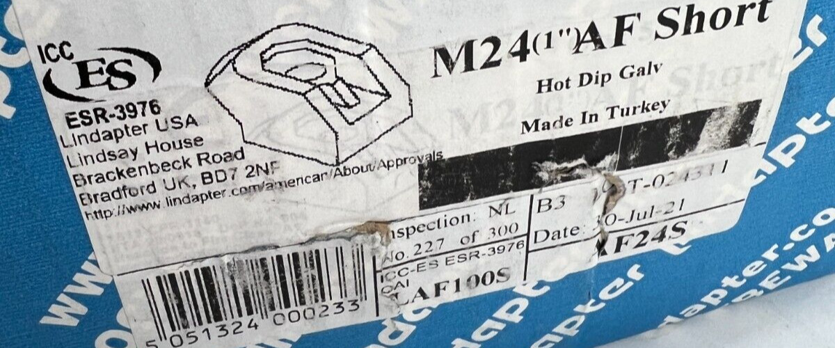 Lindapter LAF100S Type AF High Slip Resistant Girder Clamp HDG AF24S