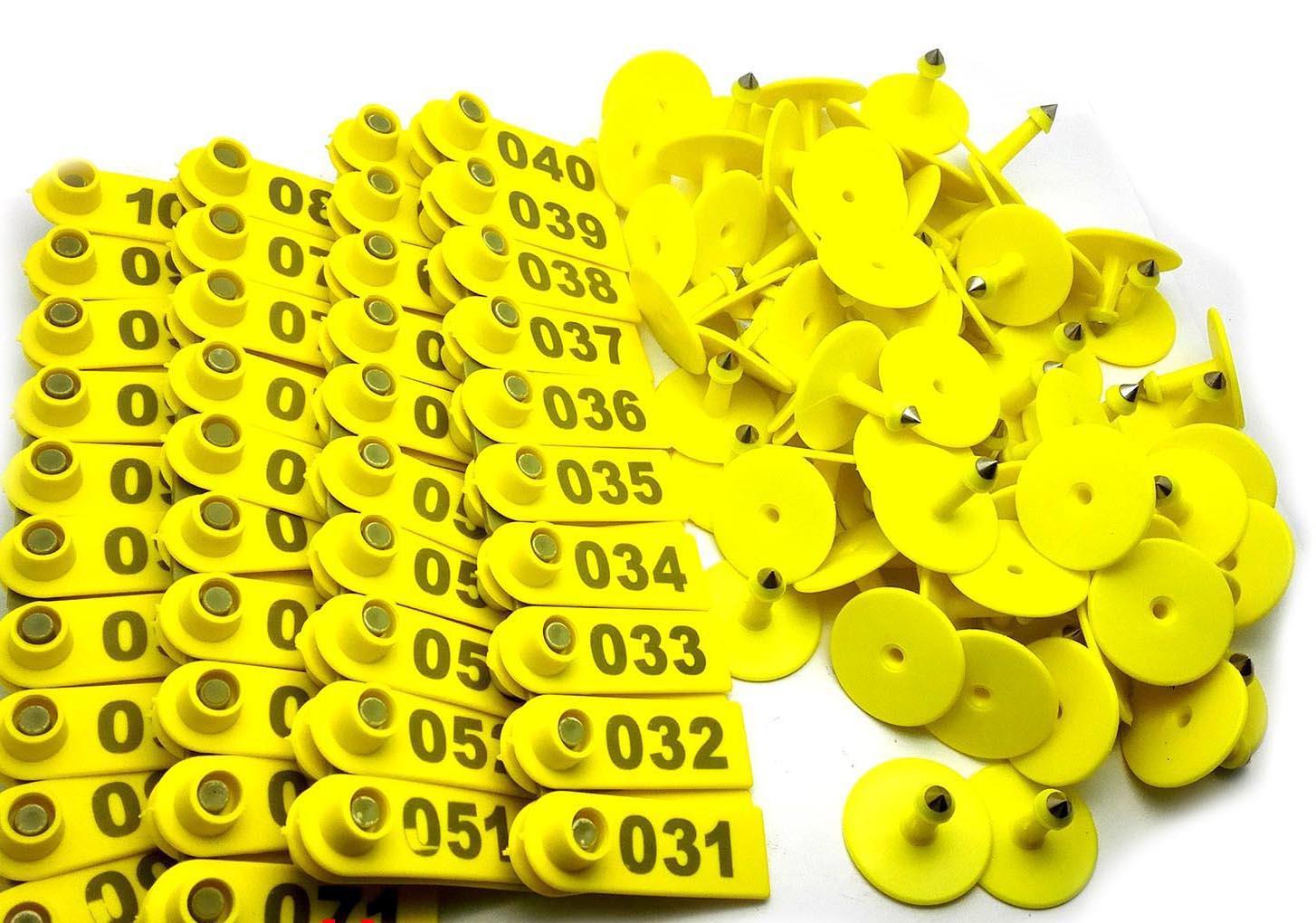 100x Yellow 001-100 Number Plastic Livestock Ear Tag For Goat Sheep