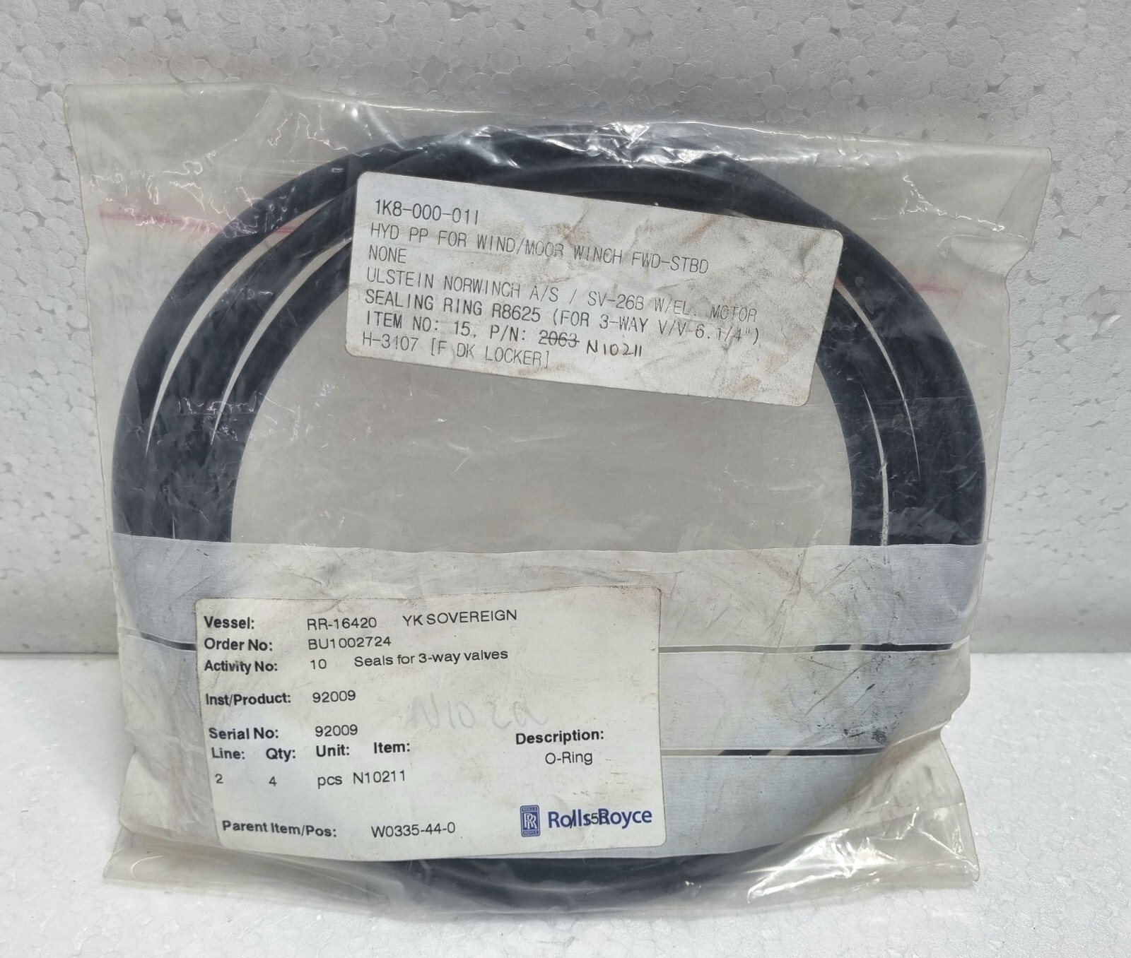 Ulstein Norwinch N10211 / SV-26B W/El/ Motor Sealing Ring R8625 (For 3-Way V/V 6