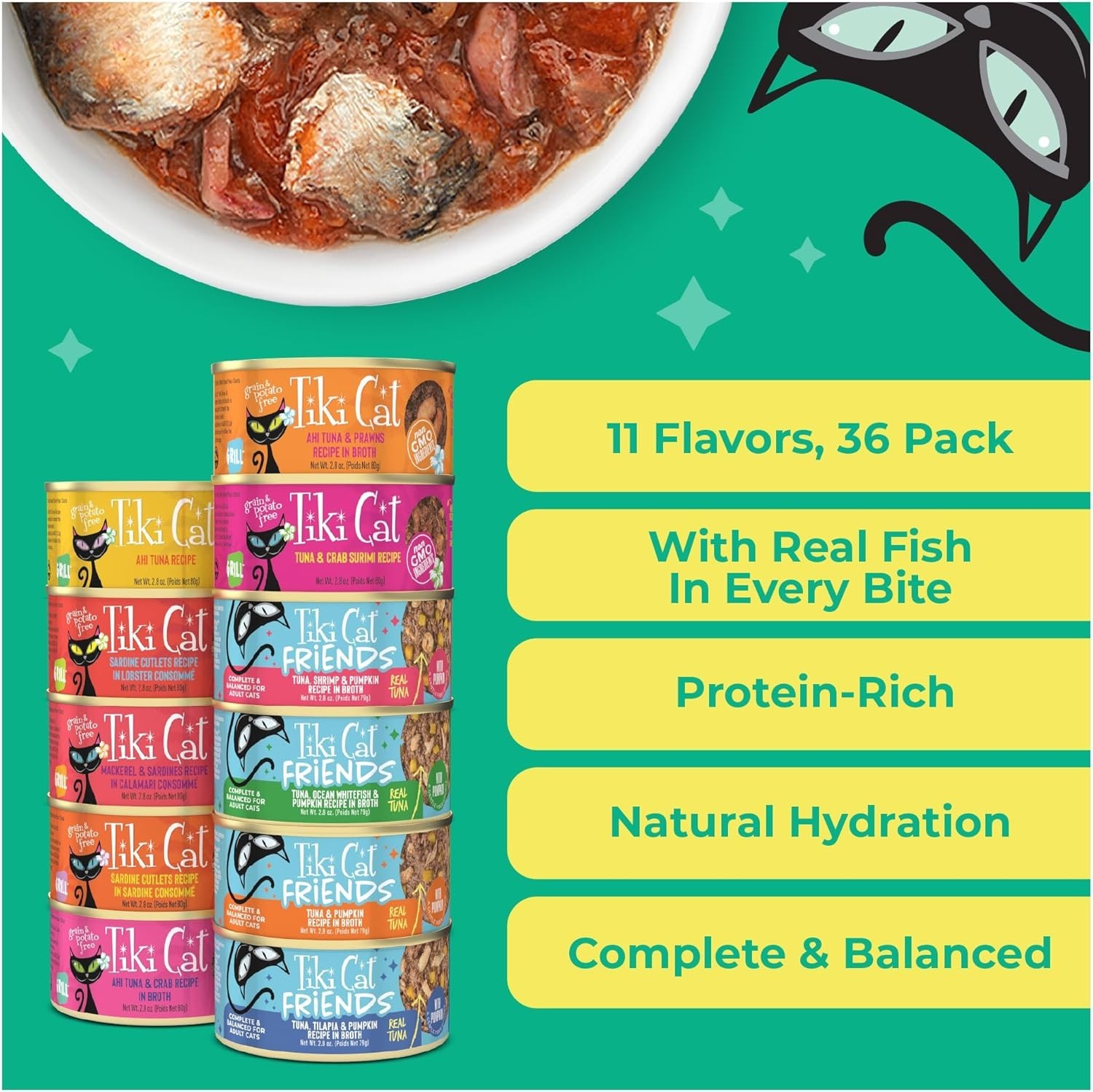 Tiki Cat Seafood Selects Wet Cat Food Mega Pack, 2.8 oz Can (36 Count)