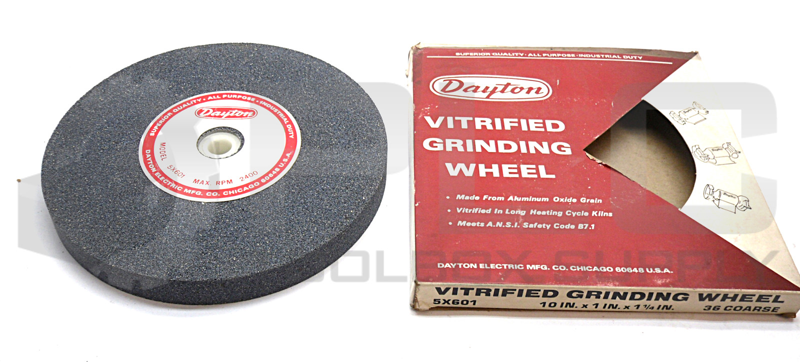 NEW IN BOX DAYTON 5X601 VITRIFIED GRINDING WHEEL 10 IN. X 1 IN. X 1 1/4IN.