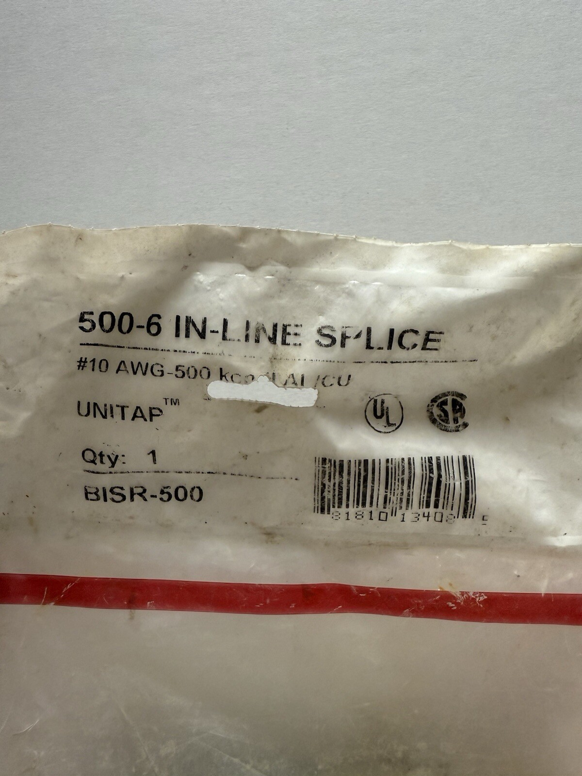 Burndy BISR-500 10AWG- 500-6 In-Line Splice Connector