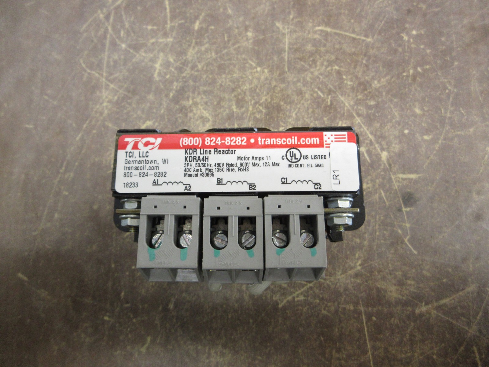 TCI KDR Line Reactor KDRA4H 11A Motor 480V 3Ph 60Hz Used